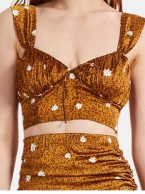 For Love And Lemons Floral Leopard Crop Top
